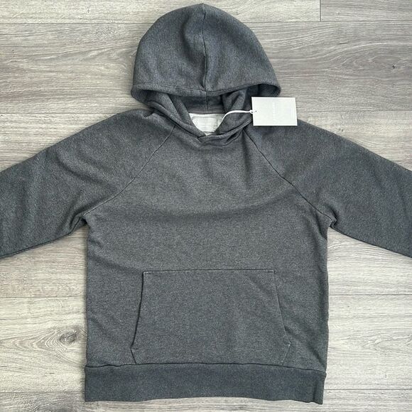 EVERLANE Hoodie Mens Small The Track Organic Cotton Heather Gray Retro 90s NWT - Picture 5 of 12